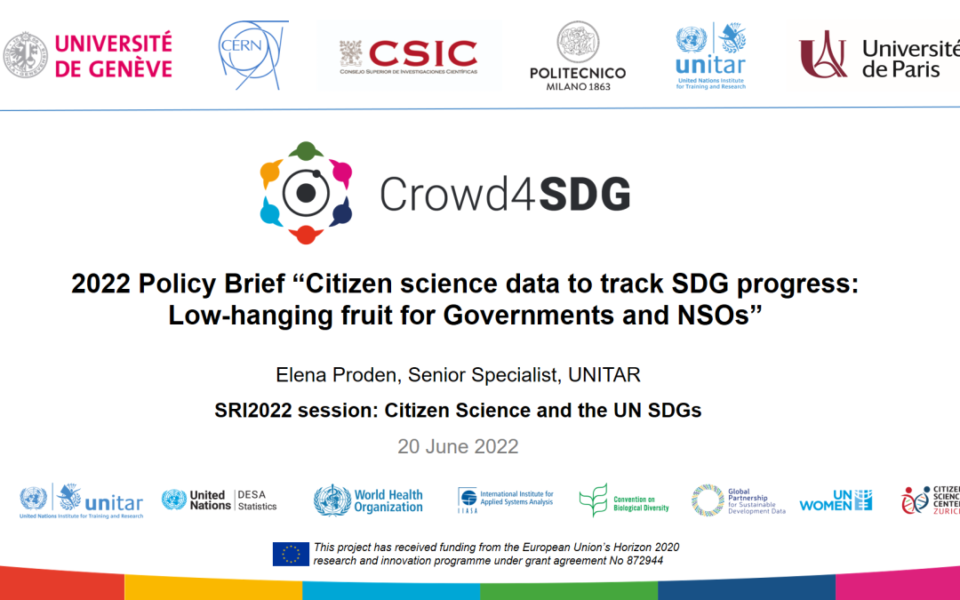 2022 Policy Brief “Citizen science data to track SDG progress: Low-hanging fruit for Governments and NSOs” – 20 June 2022